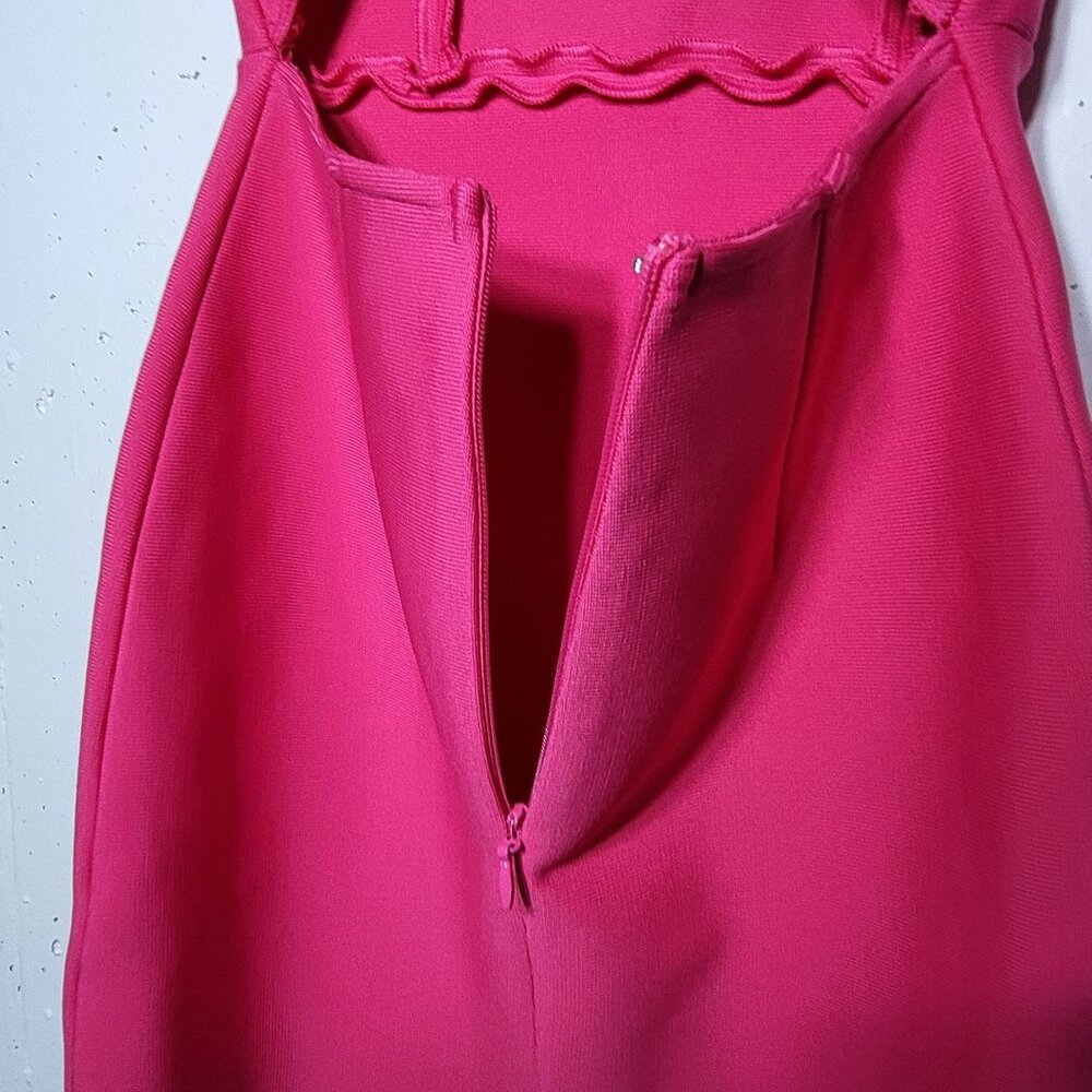 Hot Pink Ruffle Sleeves Open Back Dress Small Barbie Valentines Date Hoco Party - Picture 3 of 8